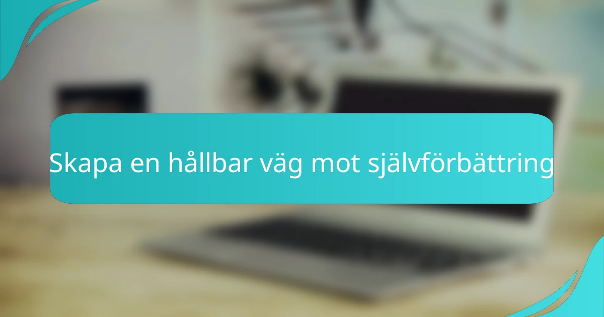 Skapa en hållbar väg mot självförbättring