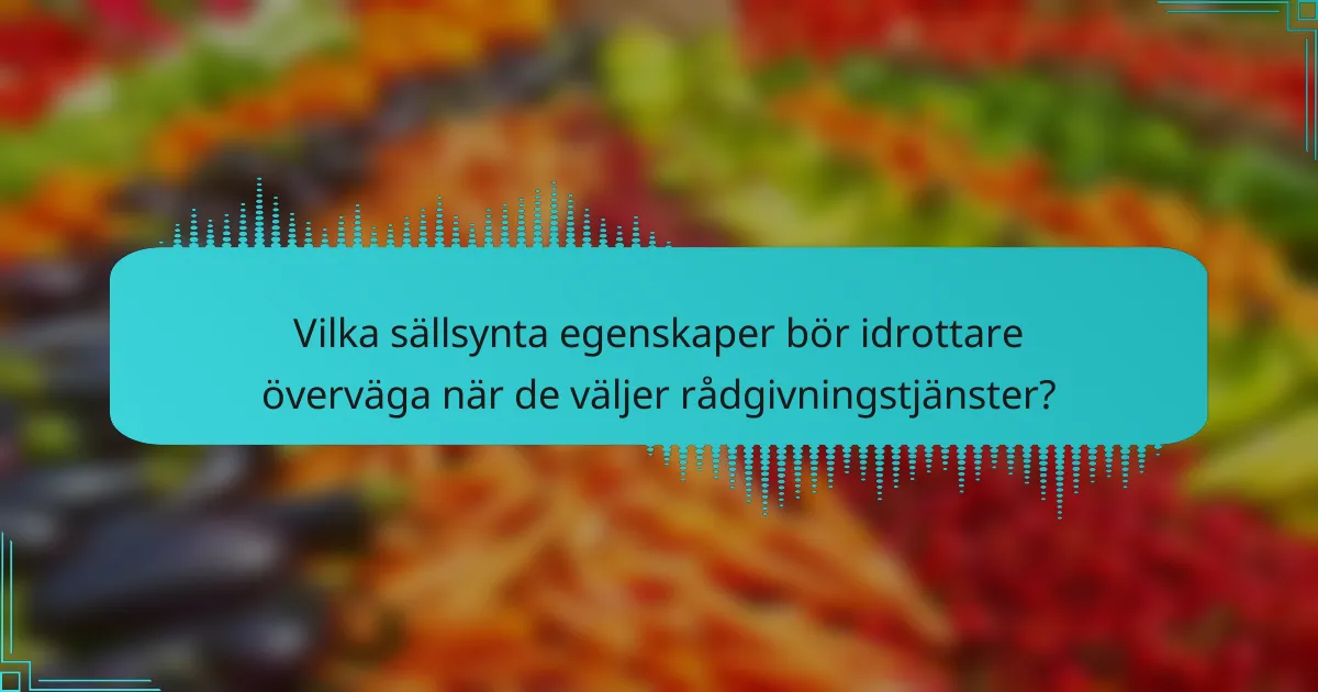 Vilka sällsynta egenskaper bör idrottare överväga när de väljer rådgivningstjänster?